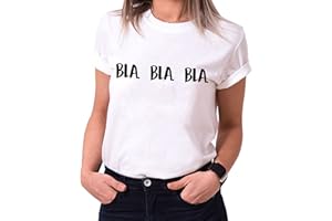 WhyKiki Bla Bla Bla Trendy Algodón Camiseta de Mujer con Estampado