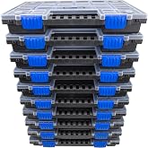 HASKYY 10 PCS XL Organizer Box - Divided and Stackable - 345 x 259 x 50 mm, Tool Box for Small Parts, Screw Box, Storage Comp