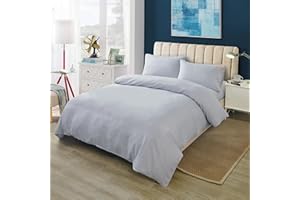 H HANSEL HOME Funda Nordica Cama 150 de 4 Piezas Transpirable Suave al Tacto 100% Microfibra, Funda Edredón 220x240cm, Bajera 150x200cm con 2 Fundas de Almohada 45x90cm - Gris Claro