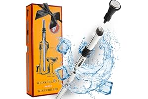 ‎SIMPLEX DOMO SIMPLEX DOMO 4-in-1 Weinkühlstab Premium Set - 100% Edelstahl Ausgießer & Weinkühler, inkl. Verlängerung & Flaschenverschluss - Spülmaschinengeeignet - Elegante Geschenkbox
