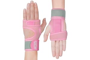 SUEH DESIGN Attelle Poignet, 1 Paire d'Orthèses de Poignet pour la Main Droite Gauche, Protege Poignet pour Soulager la Douleur due au Syndrome du Canal Carpien, Tendinite et Arthrite, Rosa