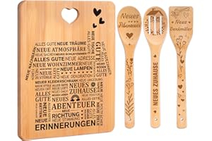 Apjielop Einzugsgeschenke Haus, Bambus Schneidebrett Set Geschenk zum Einzug ins Haus, Richtfest Geschenk, Einweihungsgeschenk Wohnung Haus, Neue Wohnung Geschenke, Leicht und praktisch
