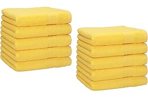 Betz Lot de 10 Serviettes débarbouillettes lavettes Taille 30x30 cm en 100% Coton Premium Couleur Jaune