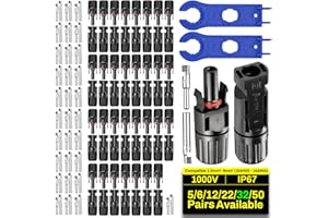 COCOSY 32 Paar Solarstecke 5/6/12/22/32/50 Paar 6mm²/4mm²/2.5mm² PV Stecker mit 1 Paar Schlüssel, Solarpanel Stecker und Buchse für Photovoltaik PV DIY Kabel (+ 1 Paar Schraubenschlüssel)
