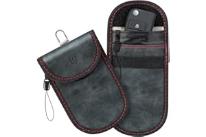 UNBREAKcable Car Key Signal Blocking Pouch, Faraday Pouch for Car Key, [Durable PU Leather] [Anti-theft] RFID Blocker Bag for Keyless Car 2 Pack - Black
