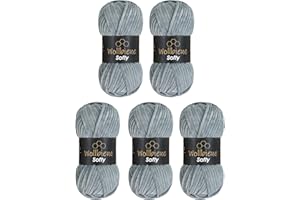 Wollbiene Softy - Super Bulky - Lot de 5 pelotes de laine à tricoter et crochet - 100 g - 500 g au total - Chenille - Pour crochet - Gris 79
