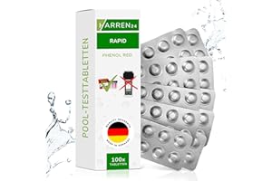 harren24 Rapid Testtabletten für Schütteltester, DPD 1 freies Chlor/DPD 4 Aktivsauerstoff/Phenol Red pH-Wert, 50x, 100x, 250x, 500x, Wassertester (PH RED / 100 Tabletten)