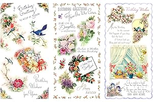 Decoupage Paper Pack (12 Sheets A4 / 20x30cm) Flowers and Birds FLONZ Vintage Ephemera