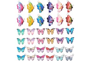 PH PandaHall 36 pcs 3 Styles Butterfly Printed Alloy Enamel Charm Pendants for Earring Bracelet Necklace Jewellery DIY Craft Making