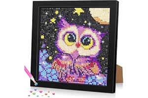 Lxmsja 5D DIY Diamond Painting Kinder Eule Tiere, Diamant Painting Bilder Kinder Erwachsene, Diamond Painting Mädchen mit Rahmen, Mädchen Geschenke 4-13 Jahre, Arts Craft für Home Wand Decor