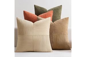 EMEMA Zestaw 4 poszewek na poduszkę z aksamitnego szampana, patchwork, 40x40 cm, dekoracyjne poszewki na poduszkę, do sofy, fotela, do domu, sypialni, brązowo-zielone serie