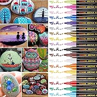YITHINC Steine Bemalen Stifte Set,18 Farben Acrylstifte Marker Stifte für Malerei auf Keramik, Porzellan, Glas, Stein…