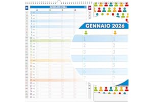 IL CALENDARIO POSITIVO Calendario Famiglia 2026 da Muro a 4 Colonne - Per una Pianificazione precisa per tutta la famiglia - in Carta Ecosostenibile - Dimensioni 30x42