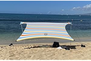 Neso Namiot plażowy Grande o wysokości 2,1 m, 2,7 m x 2,7 m, wzmocnione narożniki i kieszeń chłodząca (paski vintage)