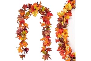 DDHHCP Herbstdeko, 175cm Herbst Girlande, blätter Girlande, Künstliche Ahornblätter Girlande Mit Haken, für Drinnen Draußen Hochzeit Erntedankfest Partys Kamin Weihnachtsdekoration