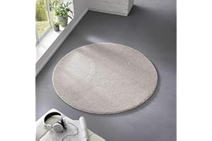 ‎TARACARPET Taracarpet Teppich Kurzflor weicher Designer Uni Bodenbelag Madrid fürs Wohnzimmer, Kinderzimmer, Schlafzimmer und die Küche geeignet Grau Silber 120 cm rund