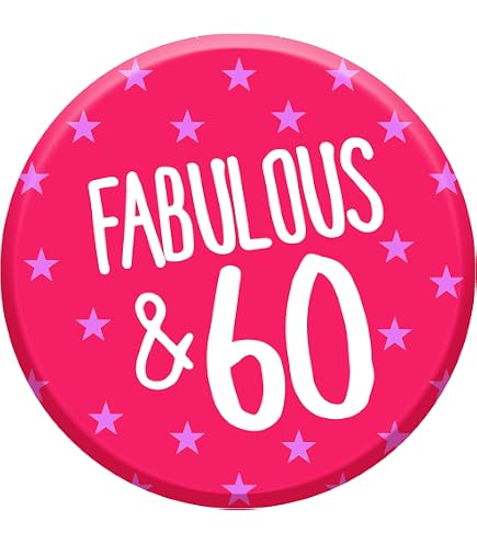 OAKTREE UK 633254 Distintivo Jumbo 65 Today – 15 Cm, Olografico Rosa Con Paillettes, Spilla Rotonda Per Compleanno - 2