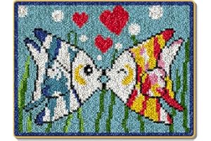 CHAOYILIAN CréAtion De Tapis Crocher,Tapis Point Noué Kit,Latch Hook Kit Tapis,Tapis Au Crochet Non Fini Avec Motif,Toile Et Fil De Laine,Pour Adultes Et Enfants Point Croix,Longueur 50 * Largeur 38 Cm