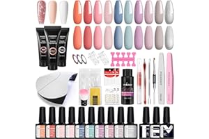 Kit Vernis Semi Permanent Complet avec 36W Lampe U V/LED, Phoenixy 10 Couleurs Vernis à Ongles 3 Couleurs Poly Nail Gel Kit Ongle Gel U V Complet Manucure Outils Accessoires Nail Art pour Débutants