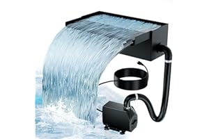 Biling Cascata per laghetto da giardino, 30 cm, in acciaio inox, set da 40 W, 2500 l/h, pompa decorazione patio terrazza