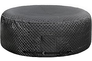 YUJHON Thermal Insulated Hot Tub Cover-185cm x71cm Full Coverage Round,Waterproof Hot Tub Spa Protector with Quick Access Velcro Closure Door, Energy Efficient,UV Resistant,Universal Fit,Black