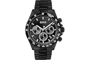 BOSS Men's 43 mm Chronograph Quartz Watch Hero Collection with Stainless Steel Bracelet Link or Mesh, Date Function, 3 Sub-Dials, 5ATM Water Resistant