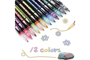 Coicok 12 Colores Rotuladores Purpurina, Regalos Cumpleaños Niños, Rotuladores Lettering Metalicos, Bolígrafos de Contorno, Rotuladores Magicos Marcadores Magicos para Niños, Scrapbooking, Pintar