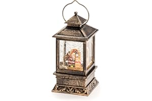 ‎KONSTSMIDE Konstsmide 2800-000 LED Schneelaterne mit Weihnachtsmann und Kindern / für Innen (IP20) / 1 warm weiße Diode / Batteriebetrieben: 3 x AA 1.5V (exkl.), Warmweiß, 10.5 x 10.5 x 22 cm