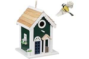 Relaxdays Vogelhaus, Nistkasten für Wildvögel, zum Aufhängen, HBT 25,5 x 18,5 x 18,5 cm, Vogelvilla aus Holz, Mehrfarbig