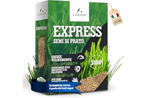 LERAVA® EXPRESS semi prato crescita rapida (300m²) - Semina resistente al calpestio - Sementi per prato soleggiato e mezz’ombra - Semi per un giardino verde fitto - 7,3kg