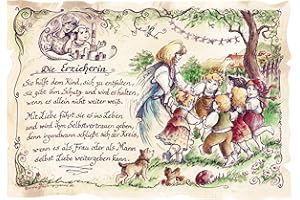 Die Staffelei Geschenk Erzieherin/Witziges Gedicht mit liebevoller Zeichnung auf hochwertigem Papier/besondere Geschenkidee für die Erzieherin