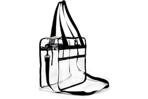 Youngever Clear Bag 12 X 12 X 6, Stadium Approved, Clear Tote Bag, Heavy Duty, Shoulder Straps and Zippered Top and Inside