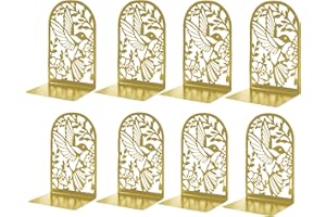 Deefongo Buchstütze 8 Stück, Buchstützen Metall Gold, Bücherstütze Bücherhalter für Regal, Goldene Buchstützen für Kinderbücher, Büro, Schule & Bibliothek