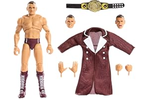 Mattel WWE Ultimate Edition Actionfigur & Zubehör, 15,2 cm großes Gunther-Sammelset, austauschbare Köpfe und Hände, Eingangsausrüstung & 30 Gelenkpunkte