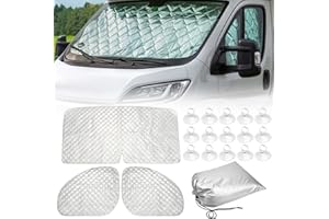 LIROPAU Couverture Pare Brise Voiture, 3 Pièces Protege Pare Brise Givre, Protection Pare Brise Gel, Pare Soleil Voiture Pare Brise Avant Pare Soleil Anti Neige Grele pour Fiat Ducato 2006-2021