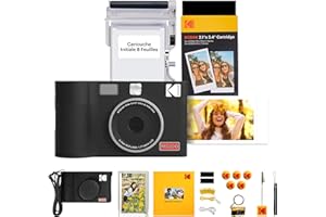 KODAK Mini Shot 2 Era 4PASS 2-in-1 Appareil Photo Instantané et Imprimante Photo Portable (5,3x8,6cm) Lot Accessoire avec 38 Feuilles, Noir