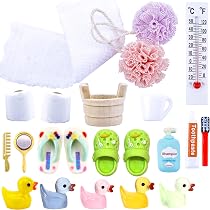 Wichtel Zubehör, Miniatur Wichtelzubehör Bade Set, Puppenhaus Zubehör Set für Kinder, Wichtel Wasch Set Badeutensilien für Wichteltür Weihnachten Deko Küche, Haushalt & Wohnen