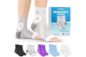 BraceAbility Neuropathy skarpety z kompresją obwodowego zapalenia nerwów, bez palców u stóp, dla mężczyzn i kobiet (XL)
