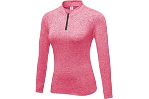 WOWENY Fleecepullover Damen 1/4 Zip Funktionsshirt Fleece warm Laufshirt Langarm mit Stehkragen, Atmungsaktive Langarmshirt Sportshirt Fitness Shirt Hoodies Outdoor Winter