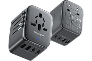 CHICLEW Adattatore Universale da Viaggio, Presa Universale da Viaggio con 2 USB, 2 USB C e 1 Presa AC, Adattatore Presa Universale con 8A Fusibile, Per UK/USA/Italiana/EU/AUS 200+Paesi