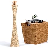 LEEWADEE jarrón Grande para el Suelo – Florero Alto y Hecho a Mano de bambú y Rafia, Recipiente de pie para Ramas Decorativas