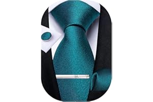 DiBanGu Men's Necktie Plain Silk Woven Striped Plaids Tie Handkerchief Cufflink Tie Clip Set Formal Business Wedding
