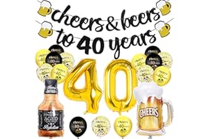 LYUET 40 Geburtstag Männer, 40 Geburtstag Deko, Happy Birthday Geburtstagdeko mit Jubel Banner,Nummer 40 Folienballons, Zeichen 40. Schwarz Gold Luftballons Konfetti Luftballons für 40 Jahre Männer Frauen