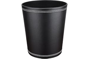 GORESE Cestino per la carta Ufficio, Cestino per la carta in pelle di colore Nero, design moderno, pattumiera per cucina, bagno, ufficio (Nero)