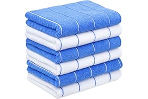 Tempery Paños de Cocina de Microfibra (40x60 cm, Azul y Blanco, Paquete de 6), Paños de Limpieza para Cocina, Coche, Ducha, paño de Cocina Absorbente y de Secado rápido