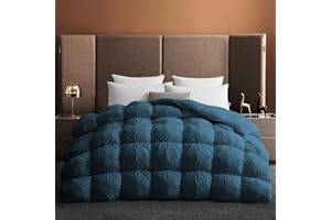 puredown Edredón Nórdico de Plumas 135x200cm, Edredón Cama 80/90, Todas Estaciones, Relleno Pluma y Plumón de Ganso Desde latitudes Altas, Ligero y Suave, 100% Algodón, Lavar a Maquina (Azul)