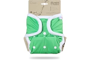 Culotte de Protection Petit Lulu | Couvre-Couche | Taille Unique | Fermeture à Pressions | Réutilisable & Lavable | Étanche | Couches Lavables | Fabriqué en Europe (Green)