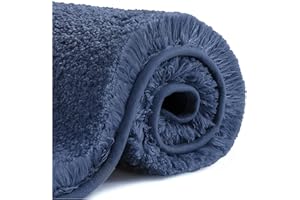 VANZAVANZU Tapis de Bain Antidérapant Tapis Salle de Bain Épaissi Tapis Sortie de Douche Absorbant Tapis de Sol Ultra Doux en Microfibre, Séchage Rapide, Lavable en Machine - 50 x 80cm (Bleu Marine)