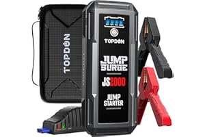 TOPDON JS2000 akumulator rozruchowy 2000 A, do silników benzynowych i wysokoprężnych o pojemności do 8 l i silników wysokoprężnych, rozrusznik samochodowy z kablem ułatwiającym rozruch, torba EVA,