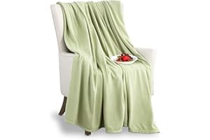 Martex Super Soft Fleece Lightweight Reversible Cozy Warm Sofa Blanket Low Lint Luxury Hotel Style All Seasons Layering Solid Pet Friendly Twin Bed and Couch Blankets, Twin, Green